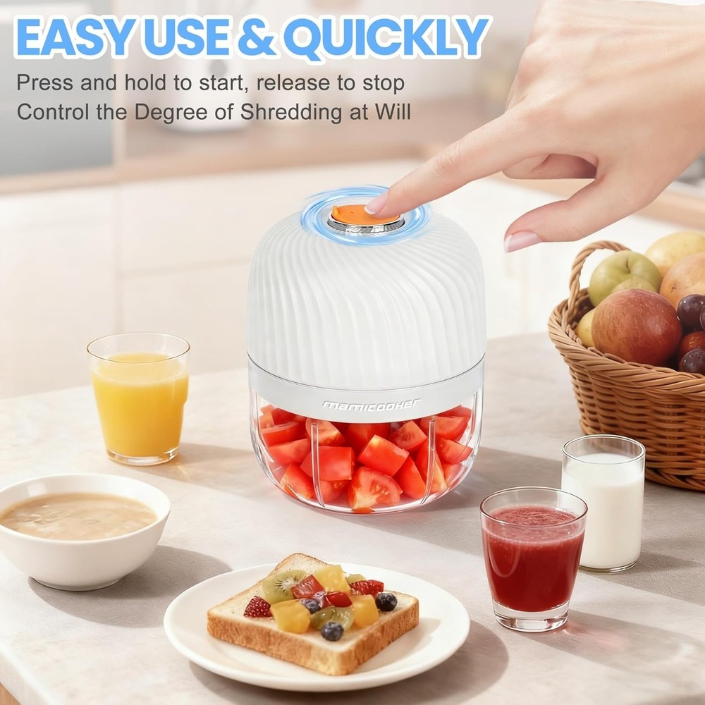 250ML Electric Garlic Chopper – Cordless Mini Veggie Processor with Safety Lock