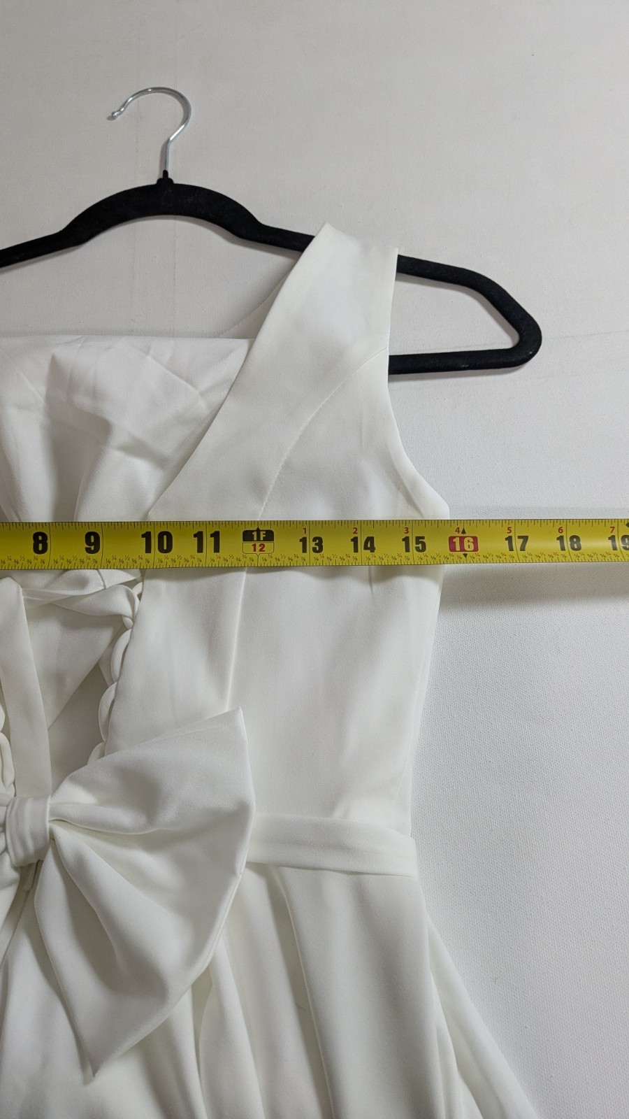 Off White Boatneck Midi Wedding Dress Romantic Lace-Up Back and bow Sz 6 NEW