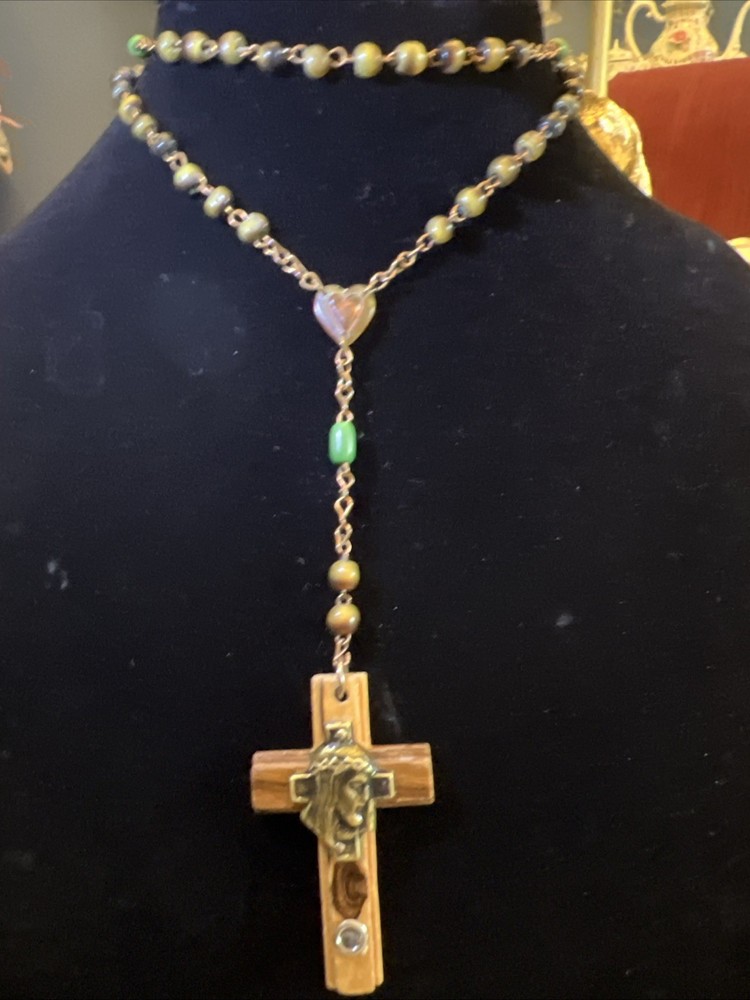 VINTAGE BEADED WOODEN  ROSARY
