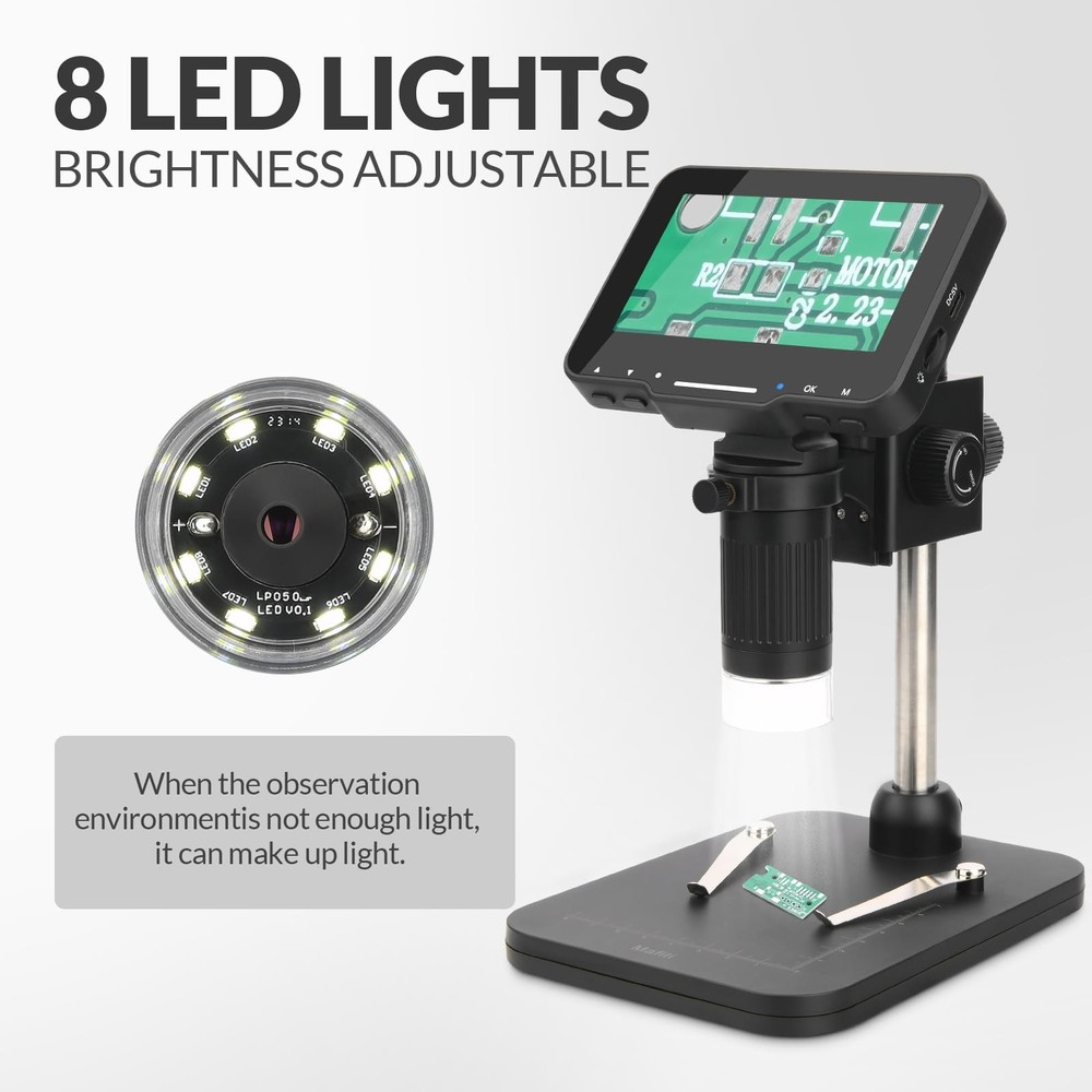 4.3" Coin Microscope 1000x Handheld LCD Digital with Screen Black