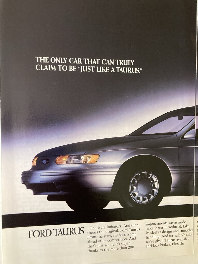 1993 Ford Taurus Two Page Print Ad
