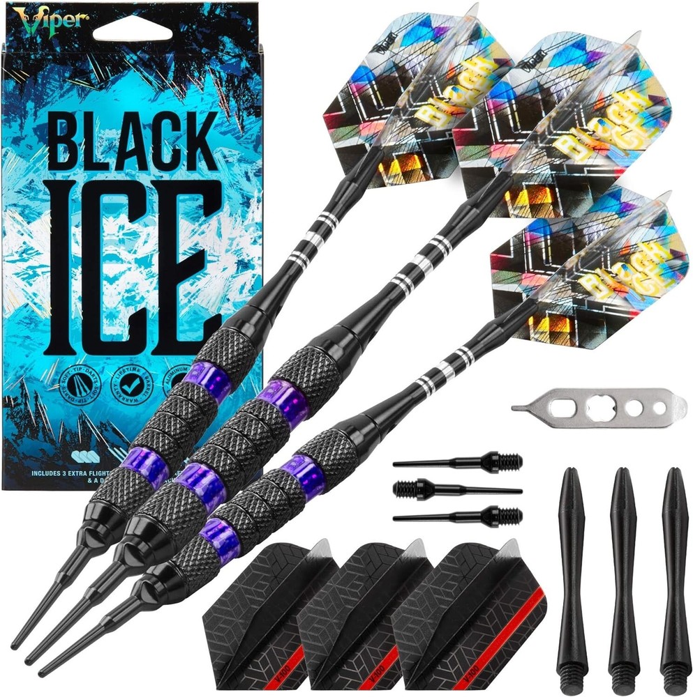Viper Black Ice Soft Tip Darts with Purple Rings