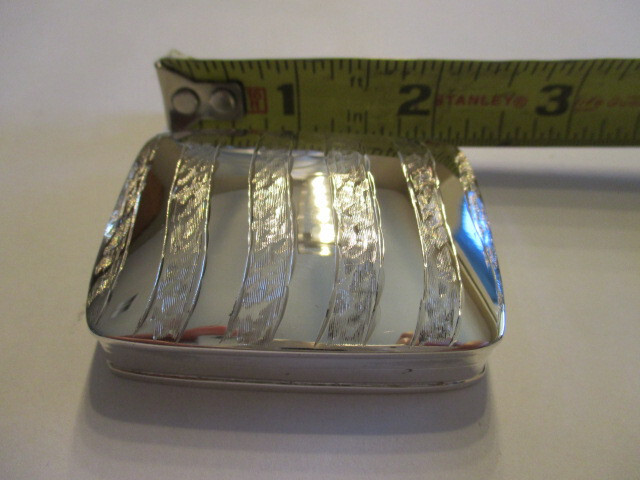 Large sterling silver pill box rectangular shape gorgeous design on top 2 1/8