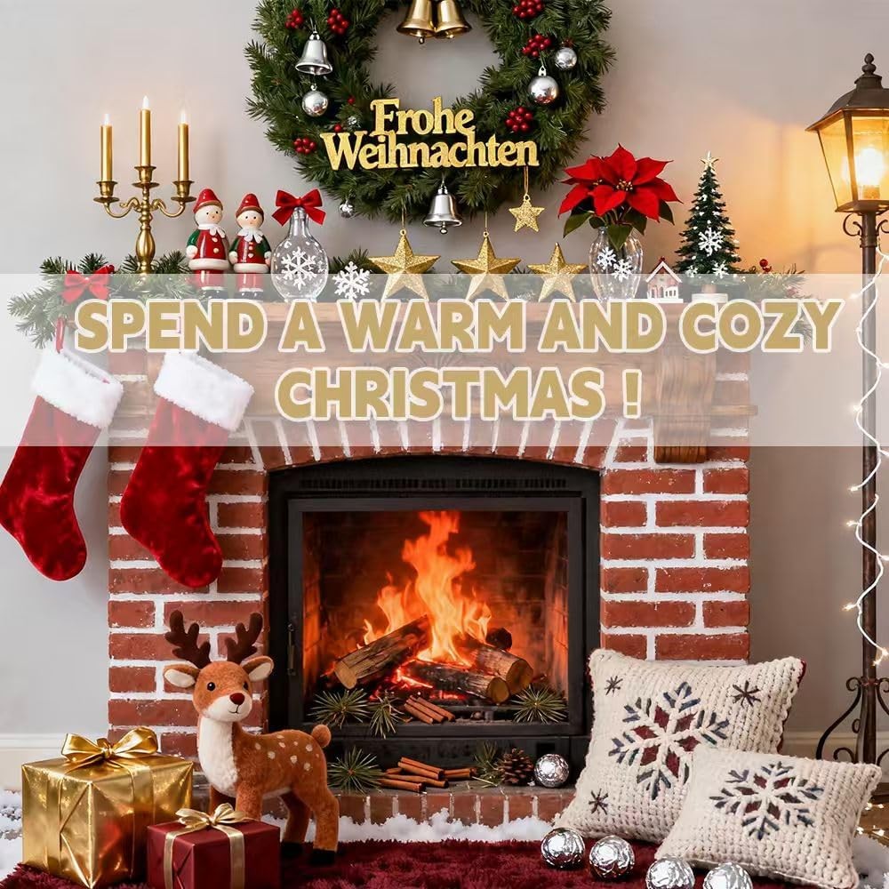 Large Ceramic Fireplace Gas Logs, 10 Pcs Set of Decoration Wood Logs for Ventles