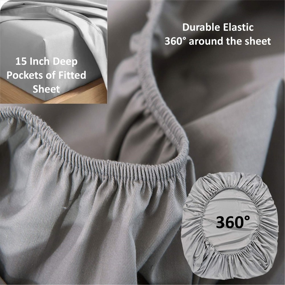 Egyptian Cotton 1000 TC Half Split Head Flex Top Sheet Set Adjustable 15 Deep