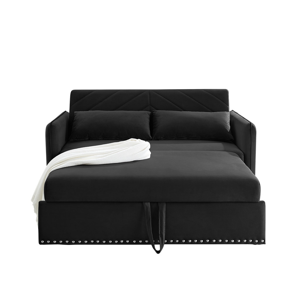 3-in-1 Sleeper Sofa Bed Adjustable sleeper with pull-out bed w/USB Port & Pillow
