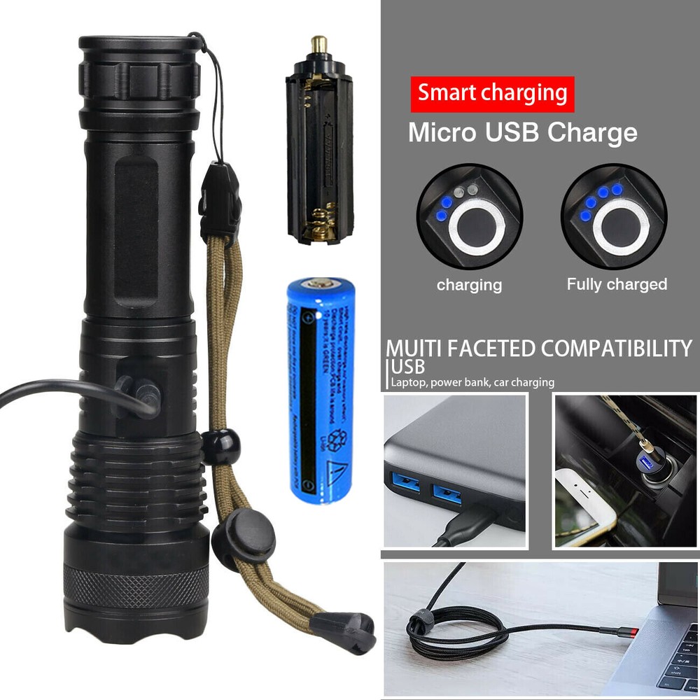 900,000 Lumen Tactical Rechargeable LED Flashlight - Ultra-Bright Work Light