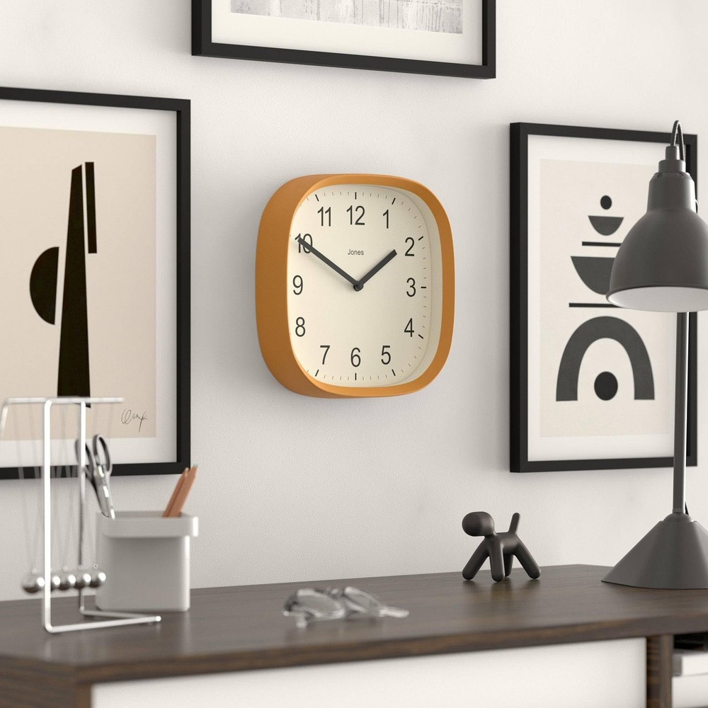 ® Sprite wall Clock | Modern Retro Rounded Square Clock | 10 inch | Mustard Y...