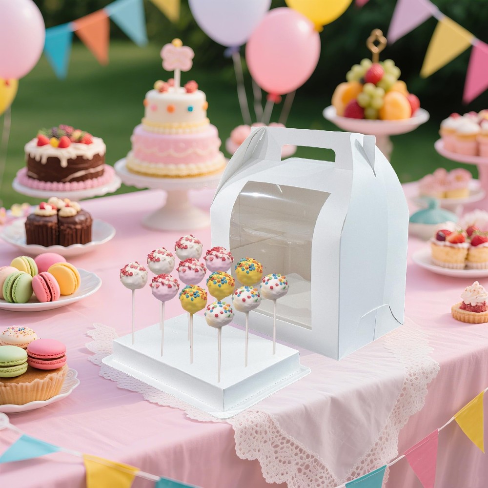 8pcs Portable Cake Pop Holder Boxes,Cake Pop Boxes Packaging, Cake Pop Displa...
