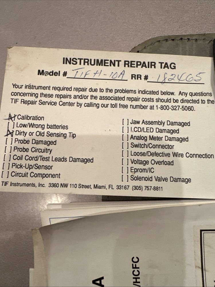 TIF Instruments Inc. Halogen Leak Detector Type H - 10A