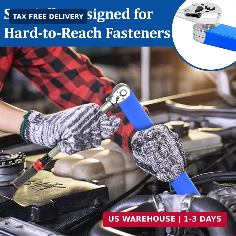 Impact Ready Offset Extension Wrench Set - Includes 1/4", 3/8", 1/2" Adapters &