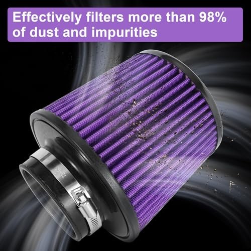Cold Air Intake Filter High Performance Washable Filter Clamp-On Purple