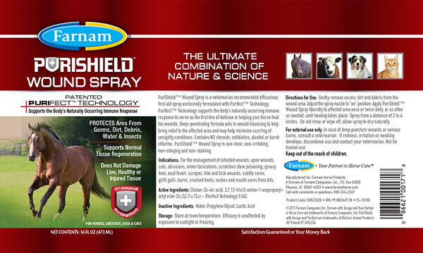 Purishield Wound Spray 16 oz Cuts Ringworm Saddle Sore
