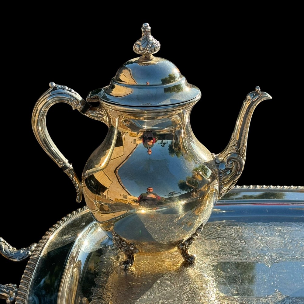 Antique Sheets Rockford 1875 6 Pc Silverplate Coffee Tea Serving Set #1320