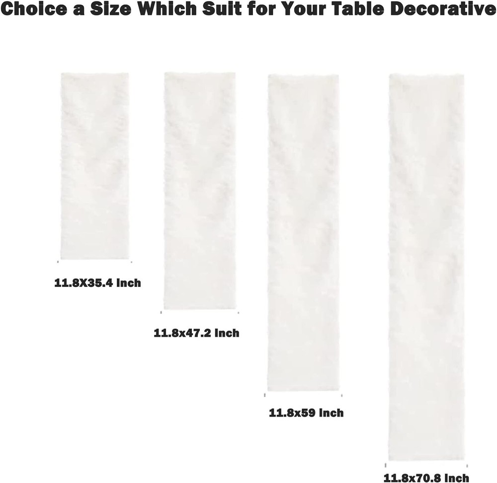 Faux Fur Table Runner White 11.8x59inch for