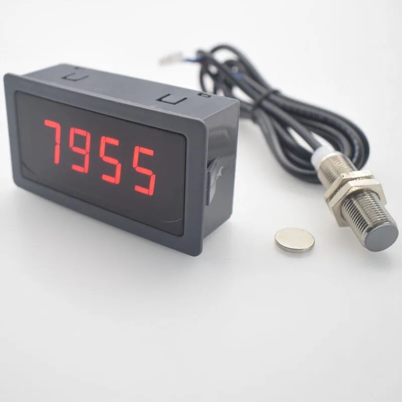 4 Digital LED Tachometer RPM Speed Meter +Hall Proximity Switch Sensor NPN 8-24V