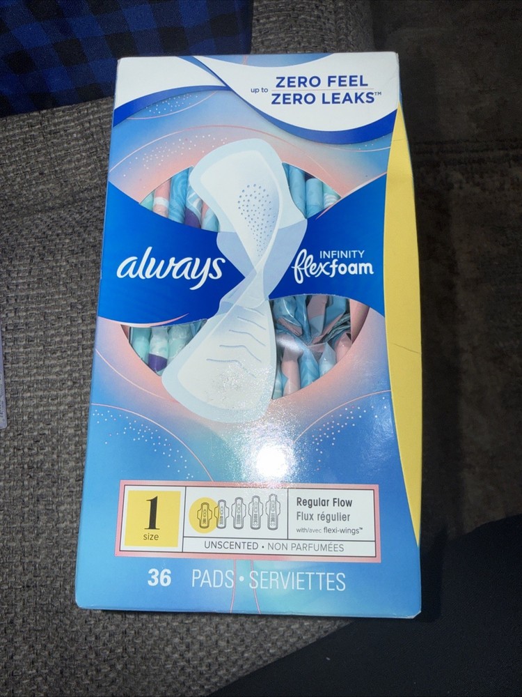 Always Infinity Flex Foam Pads Size 1 Regular Flow w/ Flexi-Wings Unscented 36Ct
