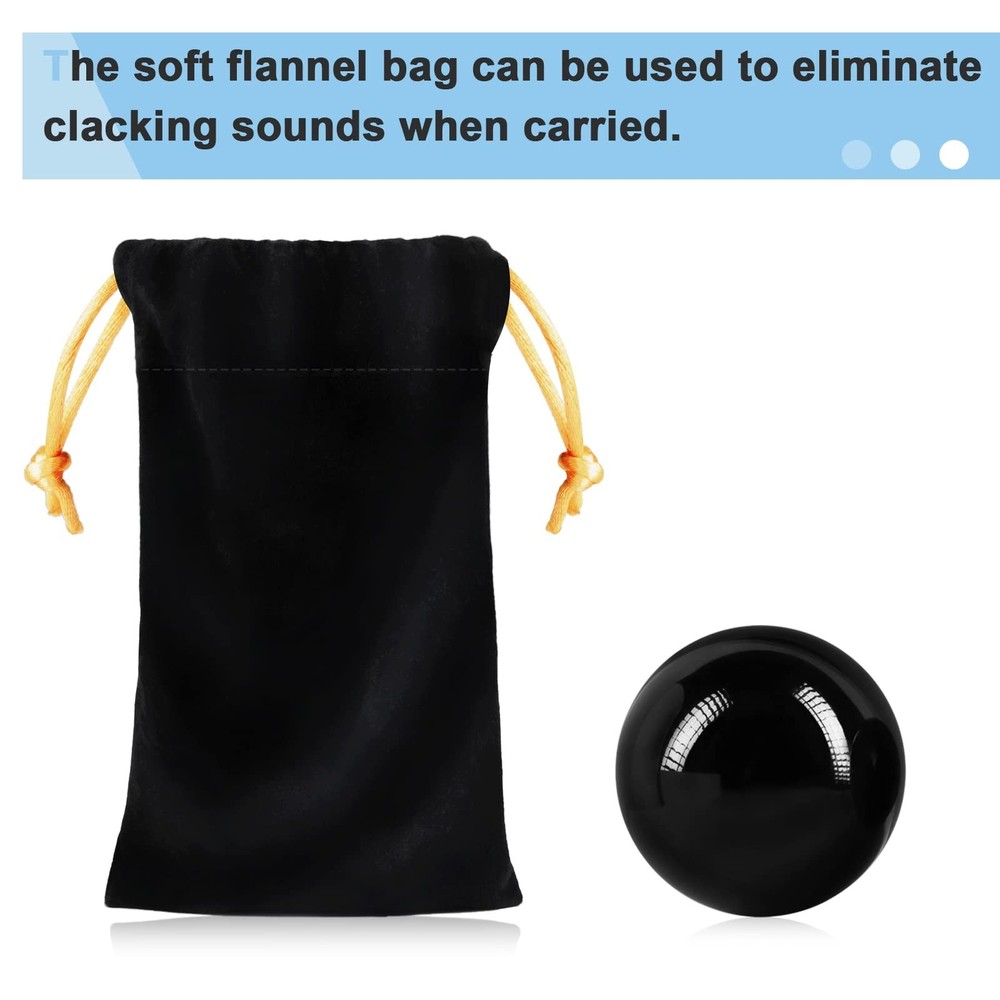 Learay 2PCS Black Obsidian Baoding Balls, Chinese Health Exercise Massage Bal...