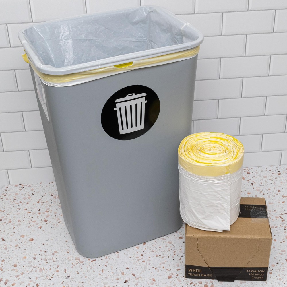 100 Count Medium Drawstring Kitchen Liners, 13 Gallon, 24x27 Inches for Home,...