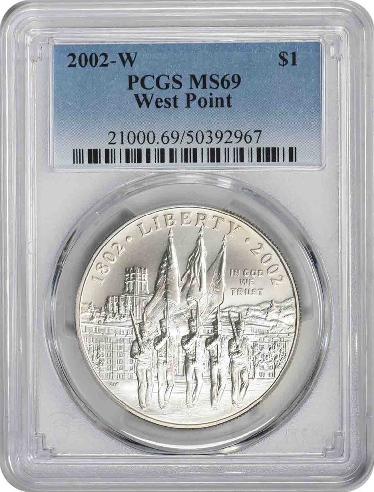 2002-W West Point Commemorative Silver Dollar MS69 PCGS