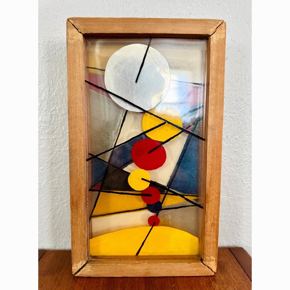Mid 20th Century Signed Abstract Layered Glass Wall Panel