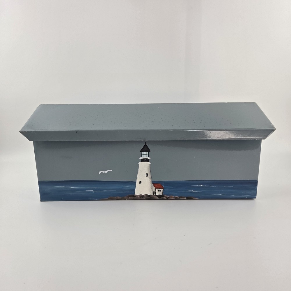 VTG Hand-Painted Metal Wall Mount Mailbox Nautical Lighthouse Knobs Knockers