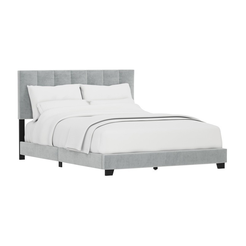 Upholstered Queen Bed Channel Tufting Modern Low Profile Assembly Required