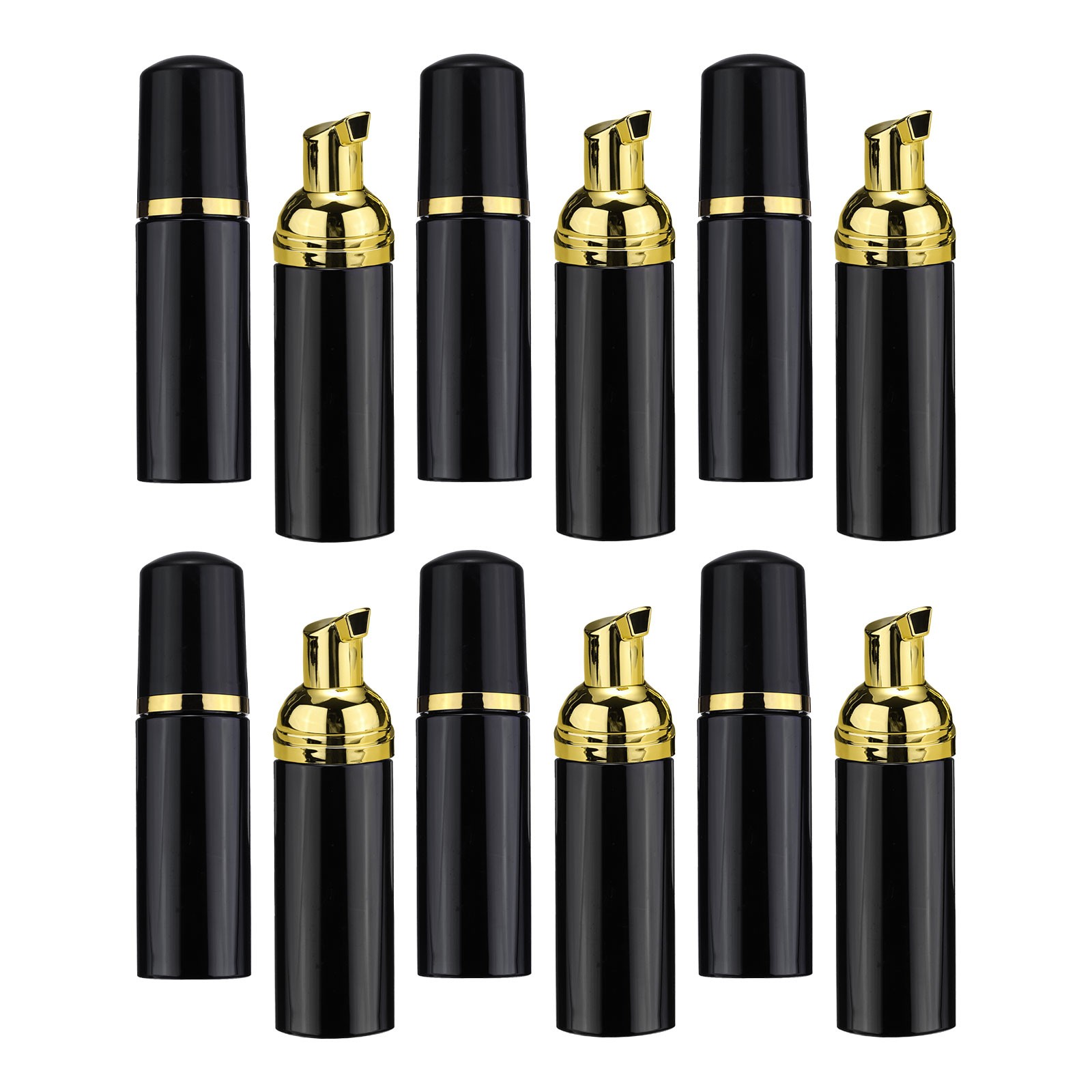 2 Oz Empty Foam Pump Bottle, 12 PCS Soap Dispenser, Black/Gold