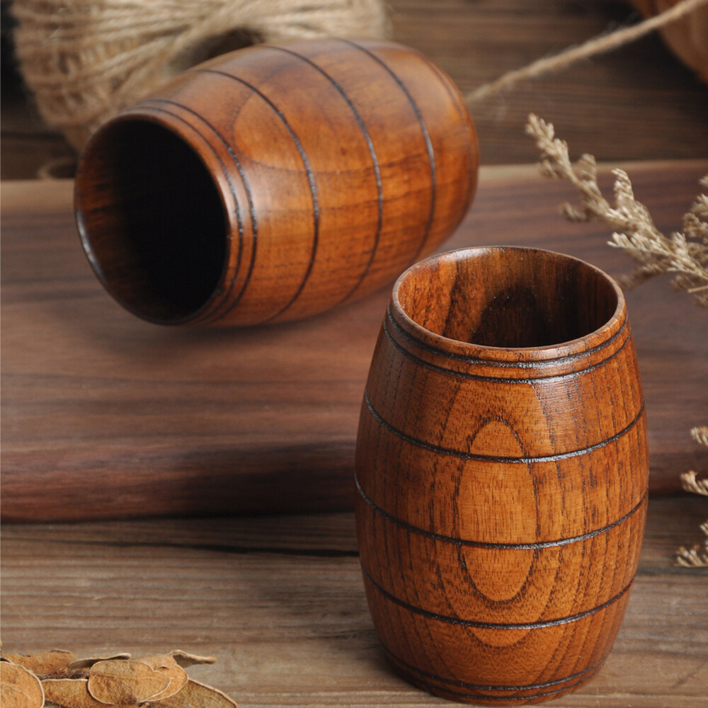 1PC Wooden Beer Barrel Shaped Mug And A Wooden Snack Bowl USA New