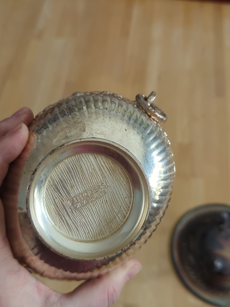 VINTAGE F.B. ROGERS CO. SILVER-PLATED CANDY DISH WITH HANDLES OVAL 4.5"*3.5"*2"