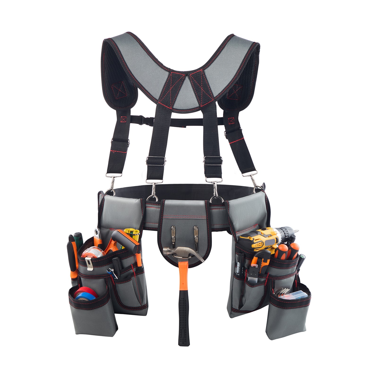 Uimoso Electricians Tool Belt with Suspenders and 22-Pocket Tool Pouch