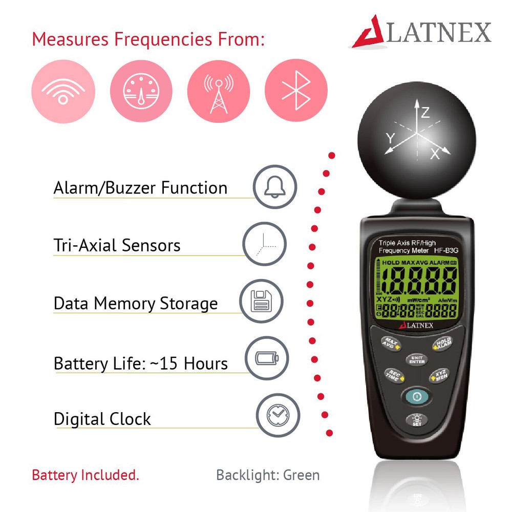 HF-B3G 3-Axis RF EMF Meter and Detector Measuring EMF Radiation
