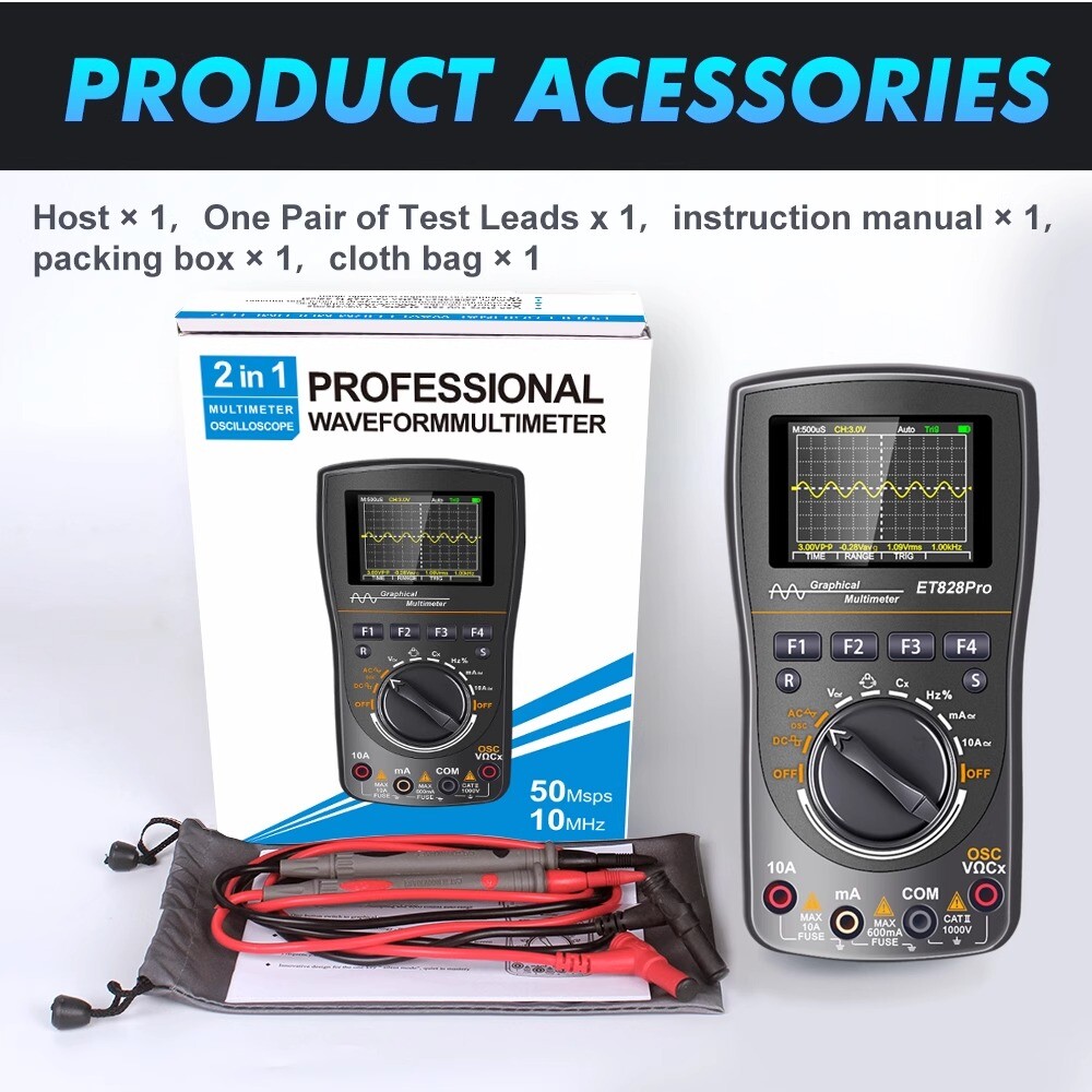 ET828 Digital Oscilloscope Multimeter 2 in 1 2.5Msps Sampling Rate Oscilloscope