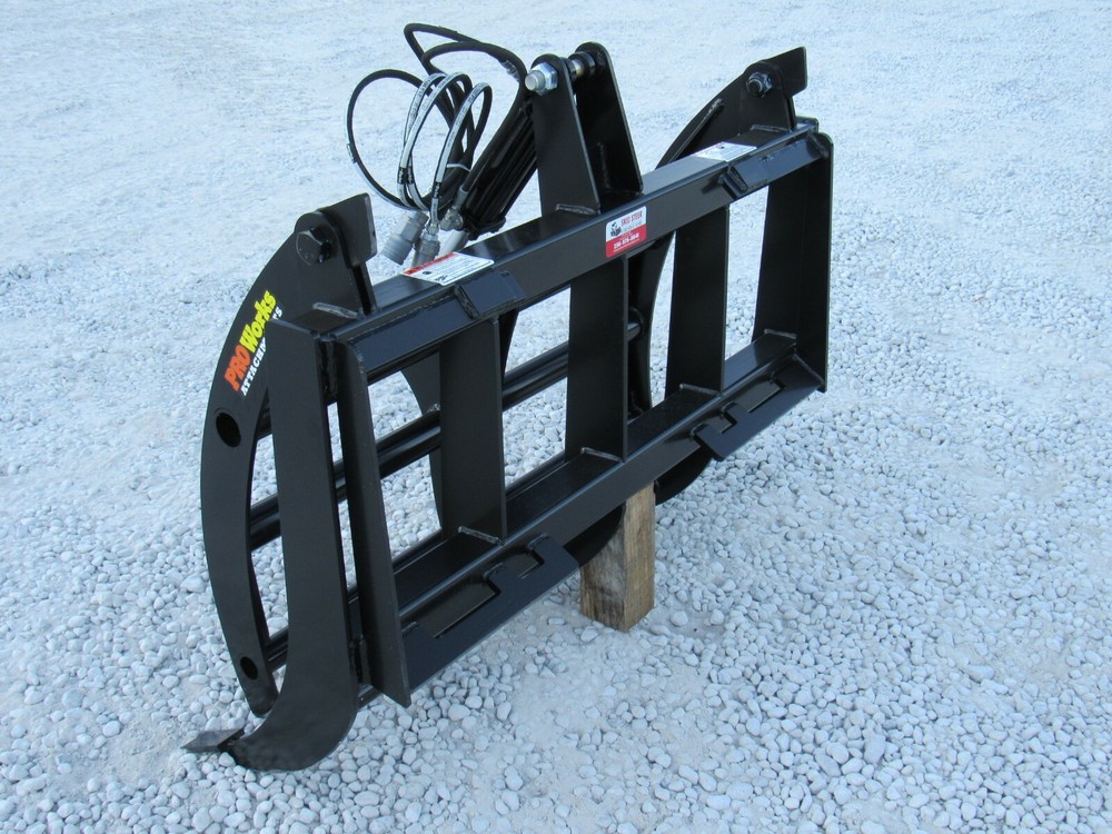 48" Compact Tractor Root Rake Clam Grapple Attachment Skid Steer Quick Attach