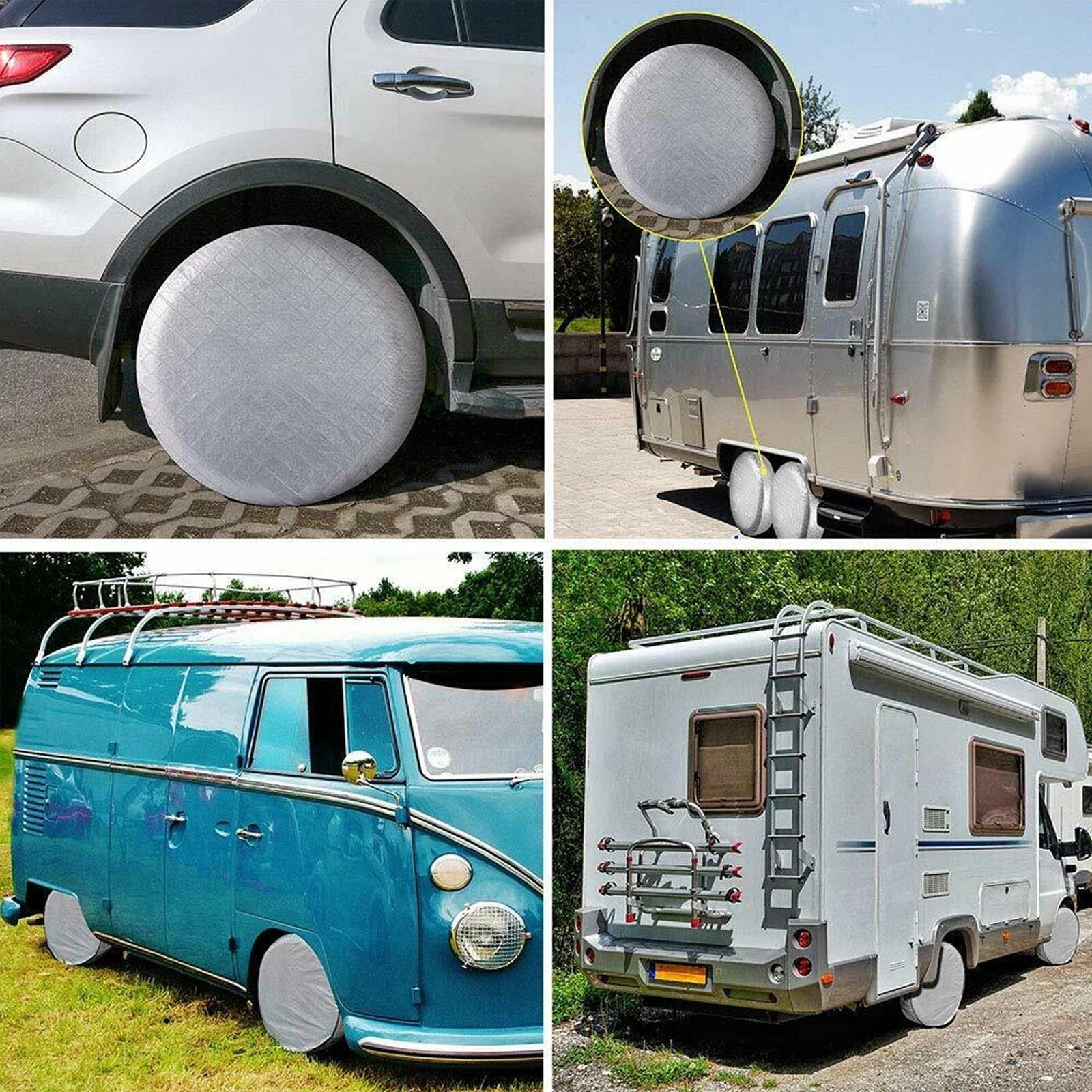 4PCS Tire Covers Waterproof Wheel Tyre RV Trailer Camper Sun Protector 27"-29"