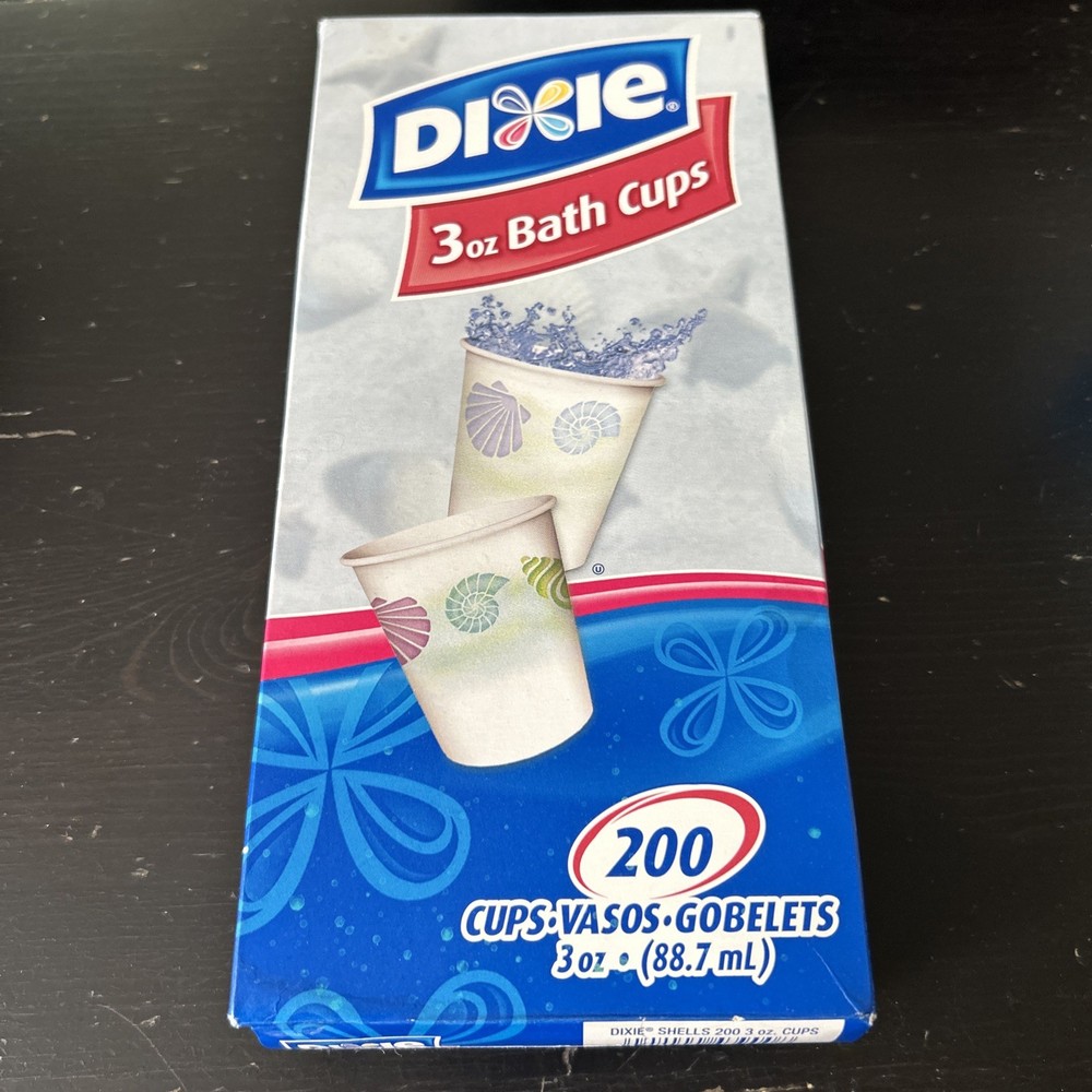 Dixie 3 oz Bath Cups Disposable Paper Bathroom Sea Shells Beach Open Box
