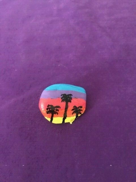 Painted Sunset Palm Tree Rocks