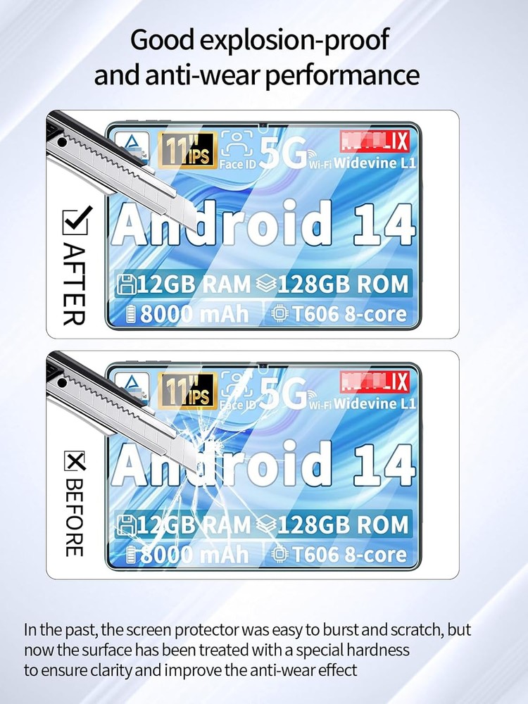 2 Pack Screen Protector for QDDQ TB02 Android 14 Tablet, Anti-Scratch 9H Hardnes