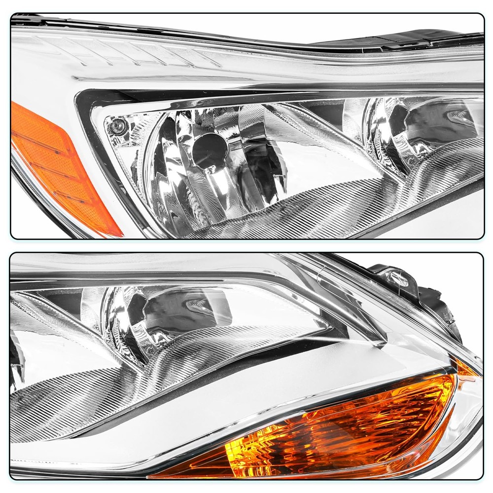 Headlight Assembly for 2012-2014 Focus Chrome Housing Right Passenger Side