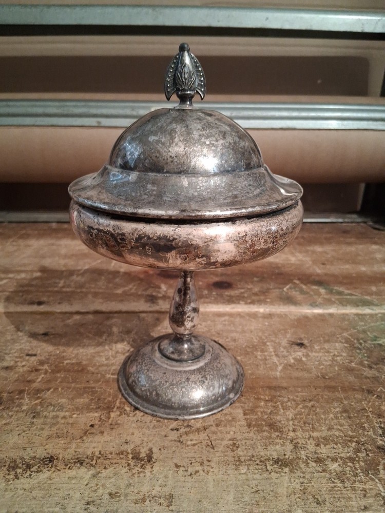 Silver Plate Compote With Lid L.B.S. Co. Lawrence B. Smith