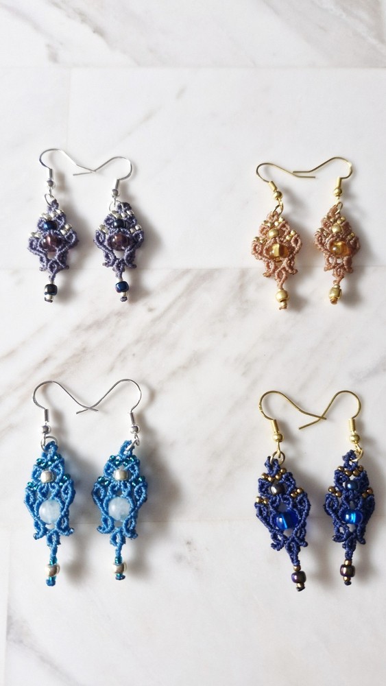 Handmade trinity bead drop earrings[gray]