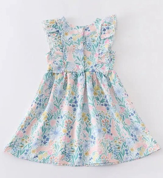 NEW Boutique Smocked Floral Easter Bunny Rabbit Girls Dress