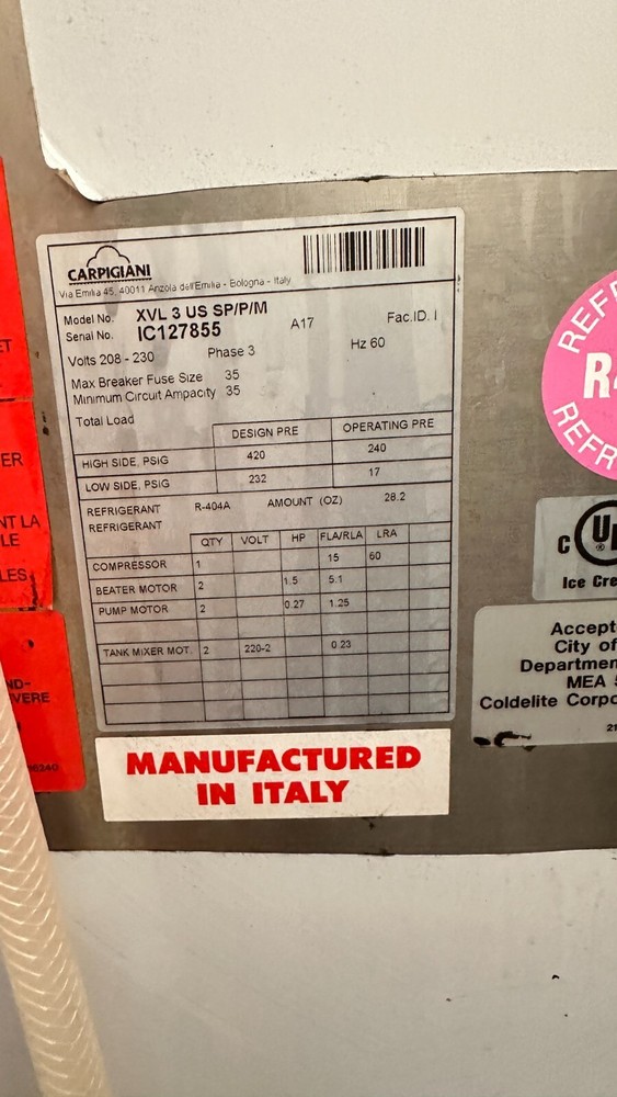 carpigiani ice cream machine used