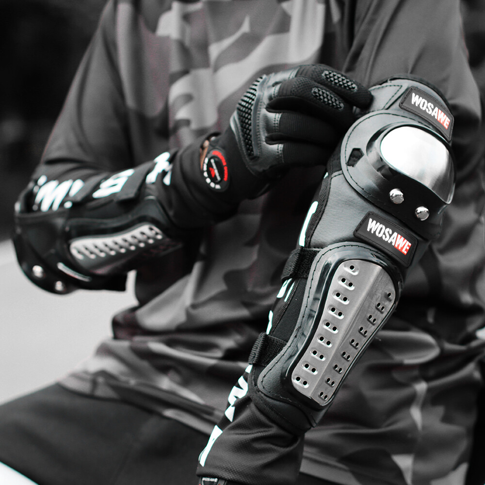 WOSAWE Motorcycle Elbow Pads Motocross Elbow Guard Stainless Steel Arm Protector