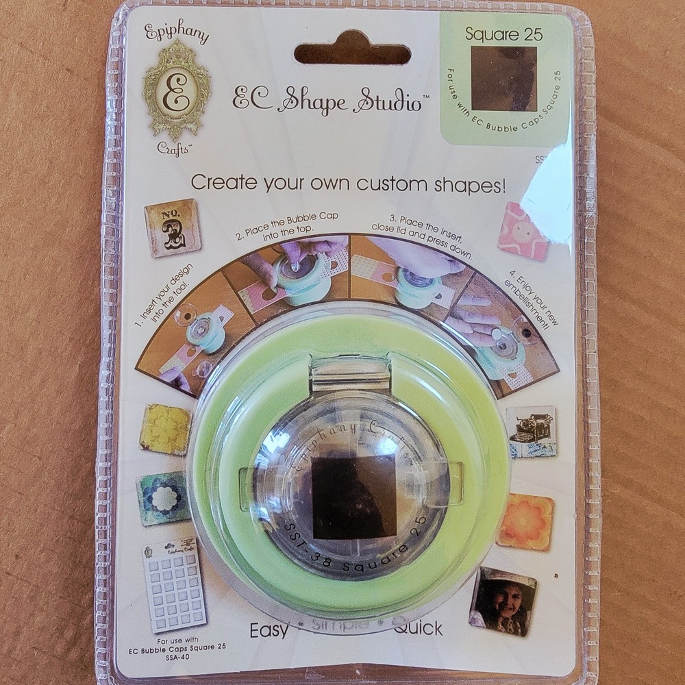 Epiphany Crafts- EC Shape Studio -Square 25-SST-38- Button Tool Punch- New