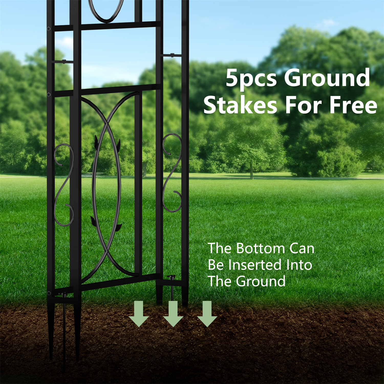 85 Inch Tall Outdoor Metal Garden Arch Trellis Gothic Arbor for Wedding Ceremony