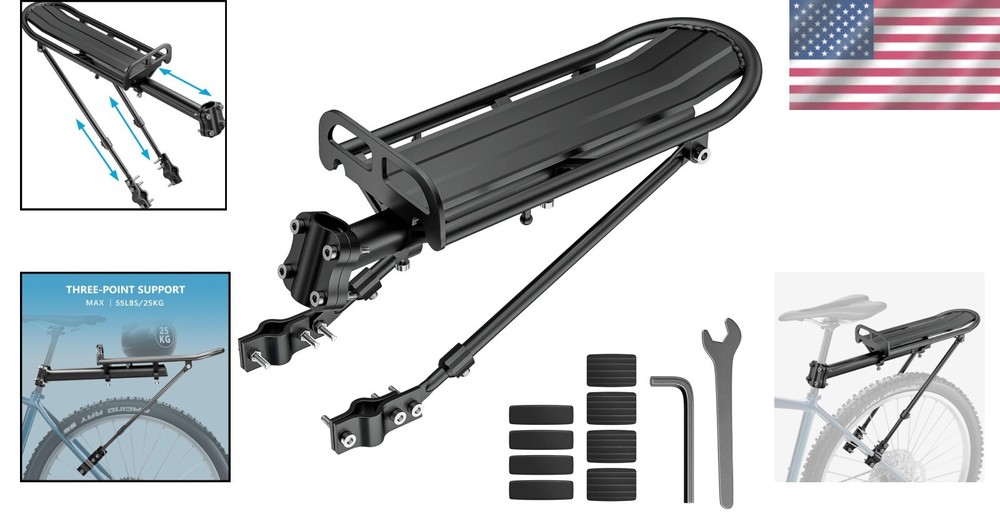 Lightweight Retractable Bike Rear Rack - Versatile, Durable Design for Cyclists
