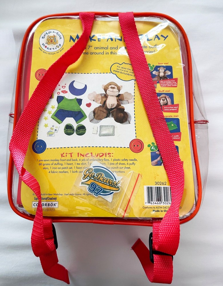 Build A Bear Make and Play Monkey Making Plush Stuffed Animal Kit with Backpack