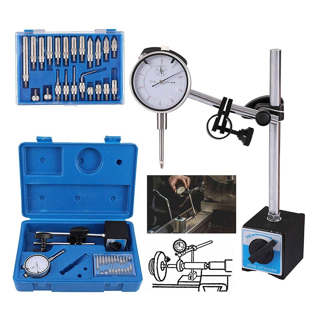 Dial Indicator with Magnetic Base 0.001"Precision Gauge Test Indicator Point Set