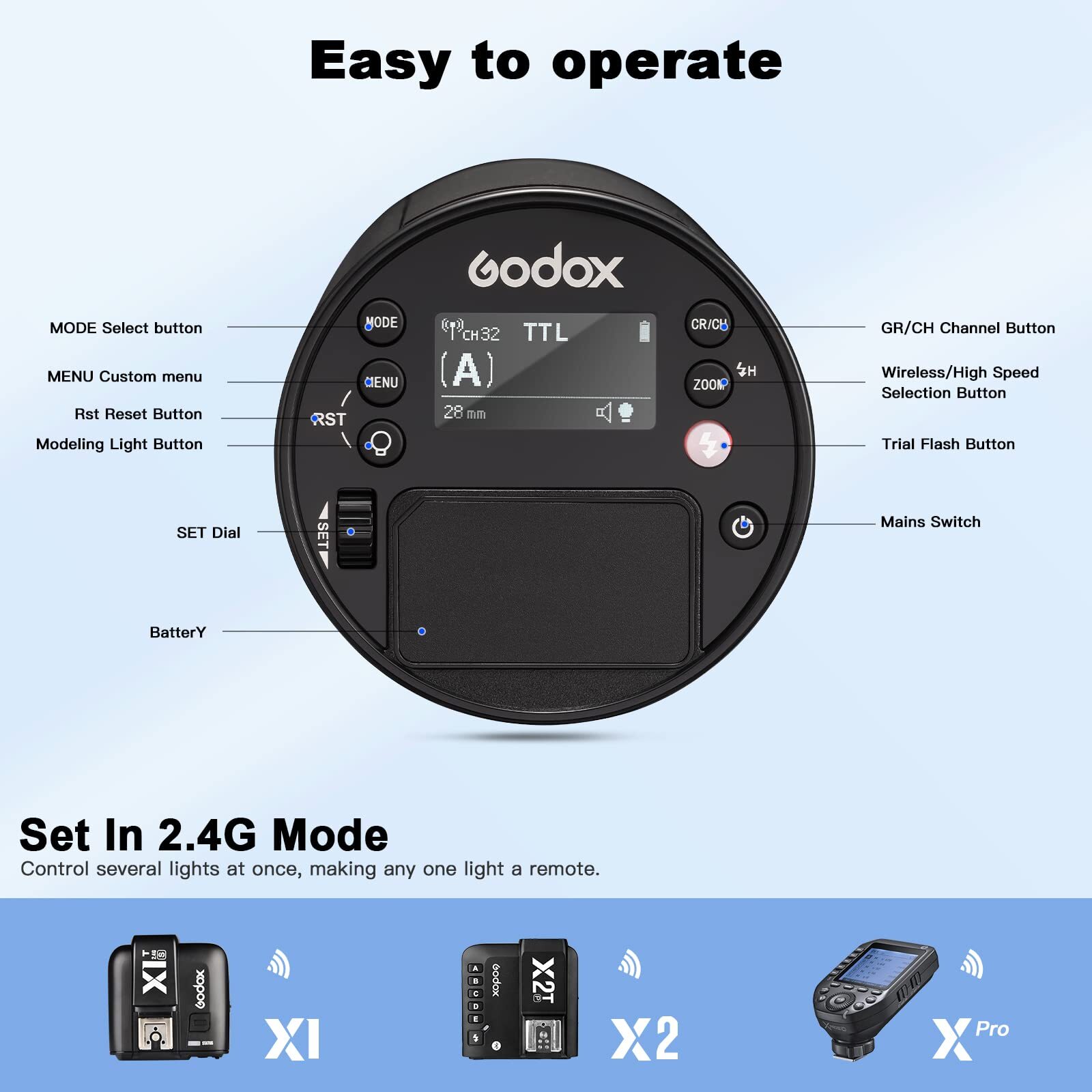 Godox AD100Pro AD100 PRO TTL HSS 100W Flash Speedlite 2.4G Wireless Pocket Flash